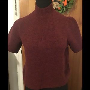Short sleeve cropped sweater burgundy by LOFT Italian yarn